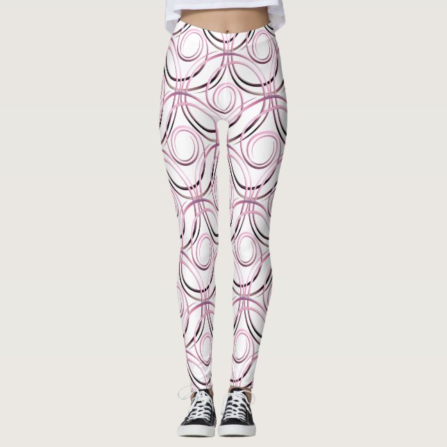 Abstract circles japanese pattern leggings (Front)