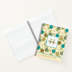 Abstract Circles & Leaves Monogram Appointment  Notebook