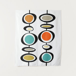 Abstract Circles Mid Century Modern Bold Retro Tapestry