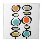 Abstract Circles Mid Century Modern Colourful Retr Tile<br><div class="desc">This fabulous mid century modern decorative tile features two sets of abstract hanging circles in the colours of turquoise blue,  two shades of orange,  cream,  avocado green,  gold,  and black. This will make a colourful addition to your home decor!</div>