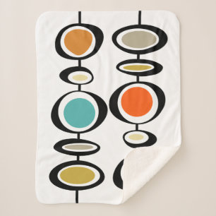 Abstract Circles Mid Century Modern Throwback Sherpa Blanket