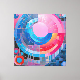 Abstract Circles & Ovals in Soft Blues & Pinks Canvas Print