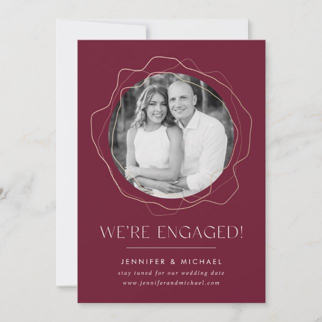 Abstract Circles Photo Engagement Announcement (Front)