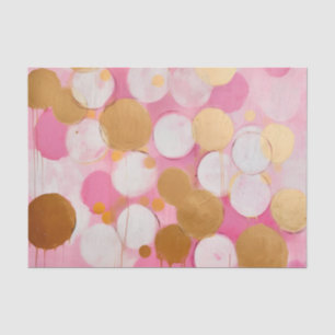 Abstract Circles Pink and Gold Decoupage Tissue Paper