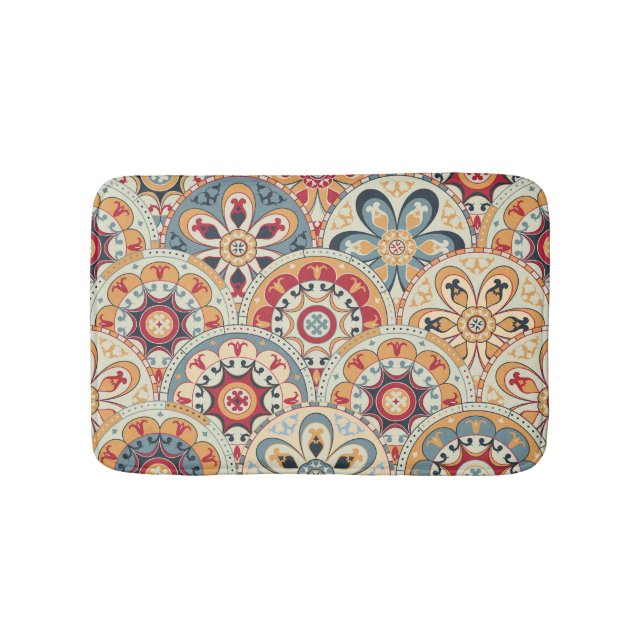 Abstract Circles: Trendy Coloured Wallpaper Bath Mat (Front)