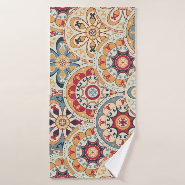 Abstract Circles: Trendy Coloured Wallpaper Bath Towel (Bath Towel)