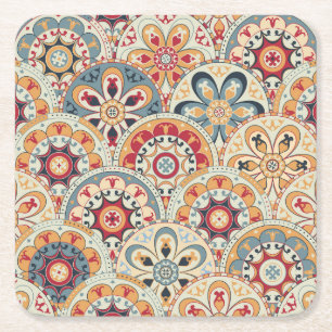 Abstract Circles: Trendy Coloured Wallpaper Square Paper Coaster