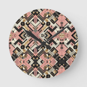 Abstract Circuit Board - Retro Mid Century Modern Round Clock