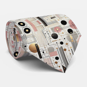 Abstract Circuit Board - Retro Mid Century Modern Tie