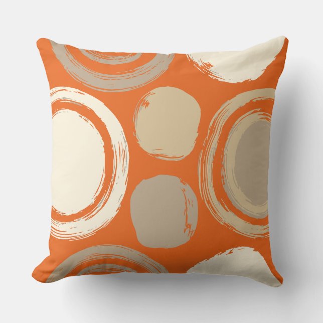 Abstract Circular Patterns on an Orange Background Throw Pillow (Front)