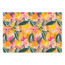 ABSTRACT CITRUS AND FLORAL DECORATIVE PAPER SET