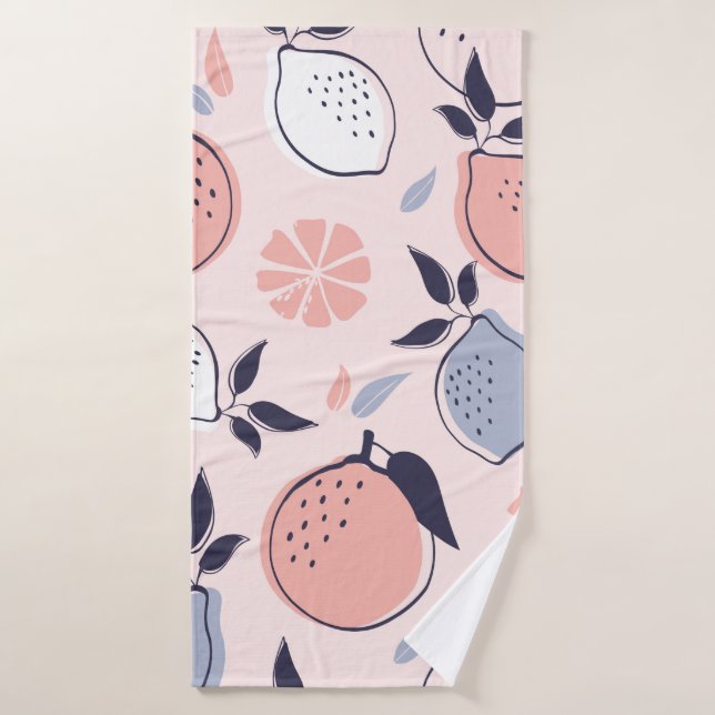 Abstract Citrus Pattern of Lemon and Oranges in Pa Bath Towel (Bath Towel)
