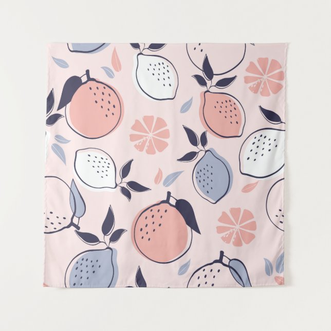 Abstract Citrus Pattern of Lemon and Oranges in Pa Tapestry (Front)