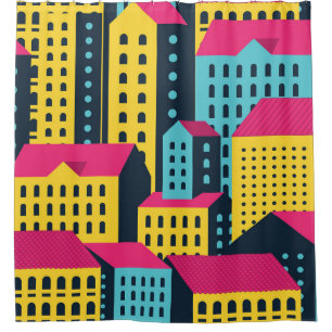 Abstract City Buildings Landscape Vintage