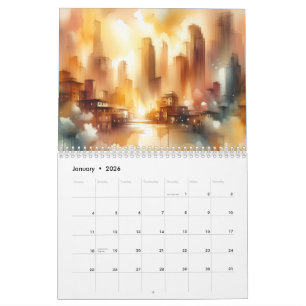 Abstract City Scape 12 Month Calendar