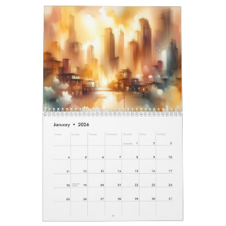 Abstract City Scape 12 Month Calendar