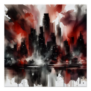 Abstract City Scape Glossy Poster