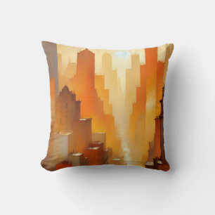 Abstract Cityscape Buildings Poster Background Art Throw Pillow