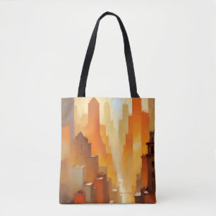 Abstract Cityscape Buildings Poster Background Art Tote Bag