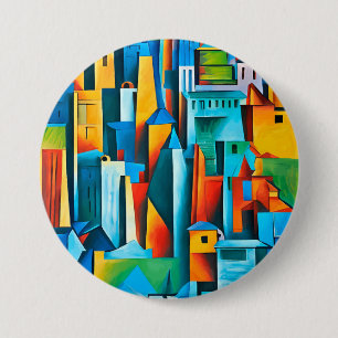 Abstract Cityscape Buildings Skyscrapers Art   3 Inch Round Button