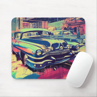 Abstract Classic Cars 1950s Mouse Pad