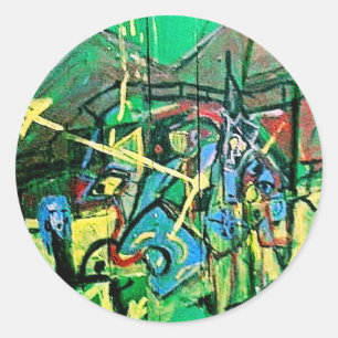 ABSTRACT CLOCK CLASSIC ROUND STICKER