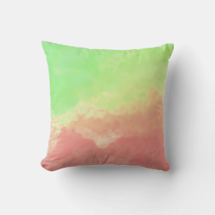 Abstract Clouds in Salmon & Lime Throw Pillow