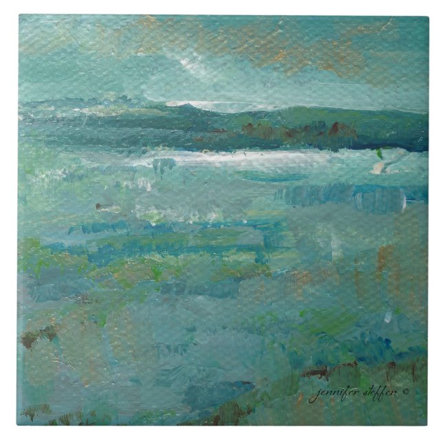 Abstract Coastal Beach Ocean Painting Tile (Front)