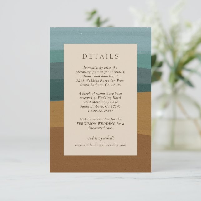 Abstract Coastal Chic Modern Wedding Enclosure Card (Standing Front)