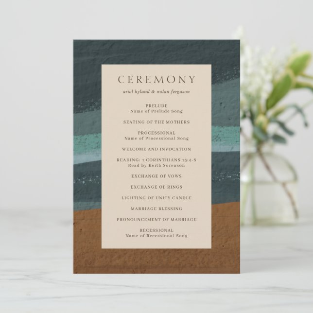 Abstract Coastal Chic Modern Wedding Program (Standing Front)