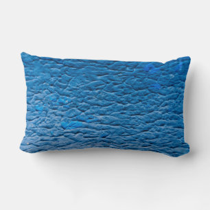Abstract Cobalt Blue Textured Wall with Impasto Pa Lumbar Pillow