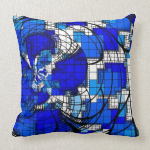 "ABSTRACT COBALT BLUE WHITE" Bold Bright Throw Pillow