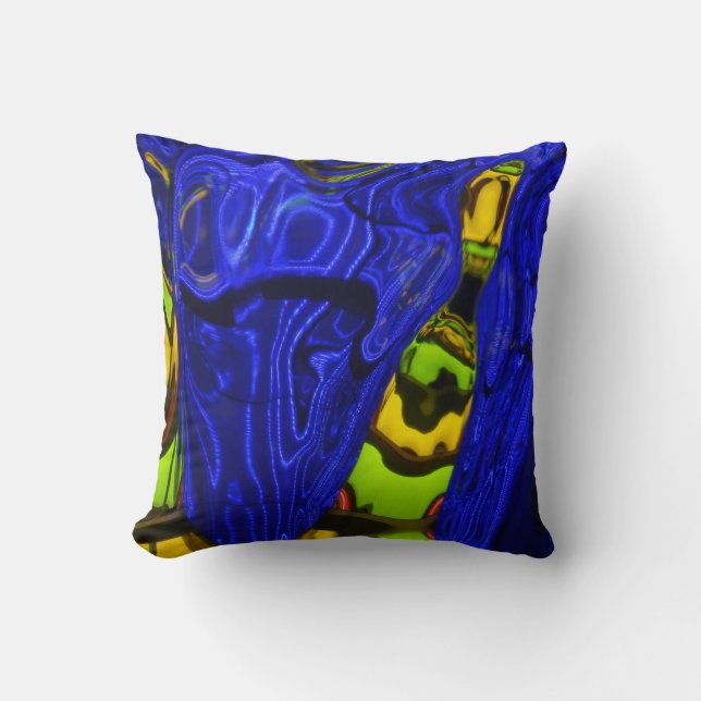 Abstract Cobalt Lime Green Yellow Throw Pillow (Front)