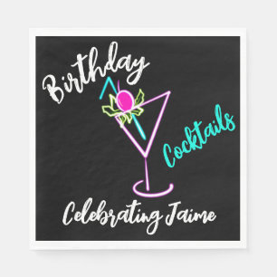 Abstract Cocktail Neon Drink Bar Club Napkin