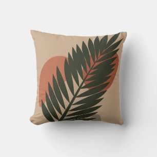Abstract Coconut Tree Leaf - Botanical Boho Throw Pillow