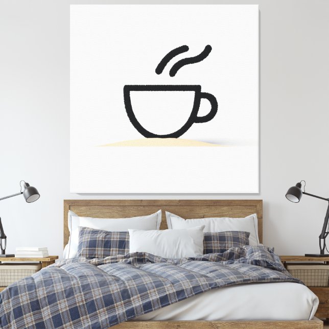 Abstract Coffee Cup Design Canvas Print (Insitu(Bedroom))