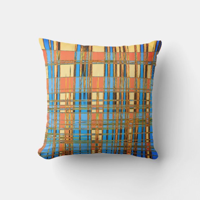 Abstract Coleus Pattern Blue Outdoor Throw Pillow (Front)