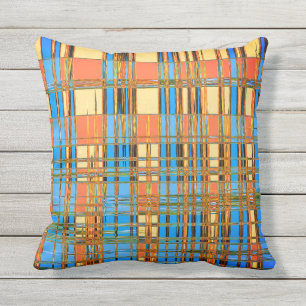Abstract Coleus Pattern Blue Outdoor Throw Pillow