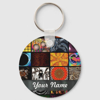 Abstract collage keychain