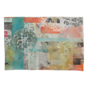Abstract Collage Mixed Media Abstract Pillowcase