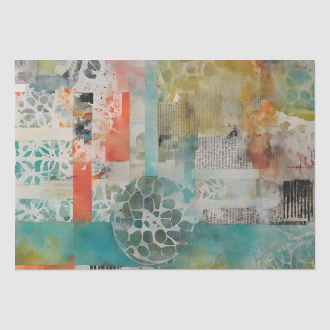 Abstract Collage Mixed Media Abstract Tissue Paper (Front)