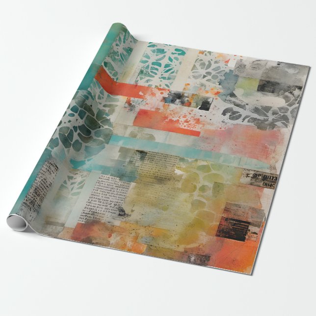 Abstract Collage Mixed Media Abstract Wrapping Paper (Unrolled)