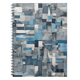 Abstract Collage Notebook – Shades of Blue and Gre