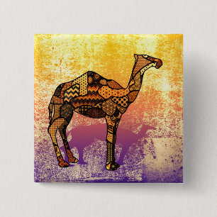 Abstract Collage Ozzy the Camel ID102 2 Inch Square Button