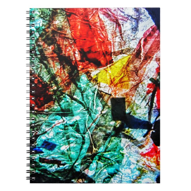 Abstract collage spiral notebook,Dark blue calming Notebook (Front)