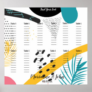 Abstract Collage Tropical Wedding Seating Chart