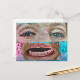 abstract collage with a eyes and mouth from 1968 postcard