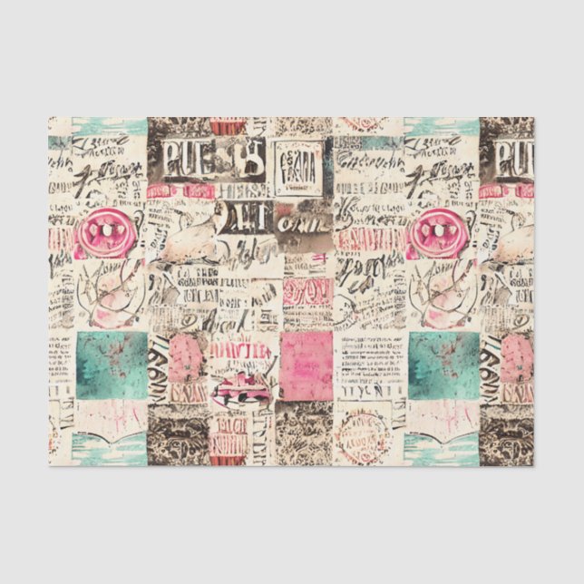 Abstract Collage with Messages Tissue Paper  (Front)
