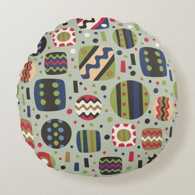 abstract color pattern textiles, interior designli round pillow (Front)