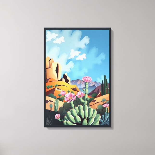 Abstract Colorado Mountains Desert Cactus Canvas Print (Front)